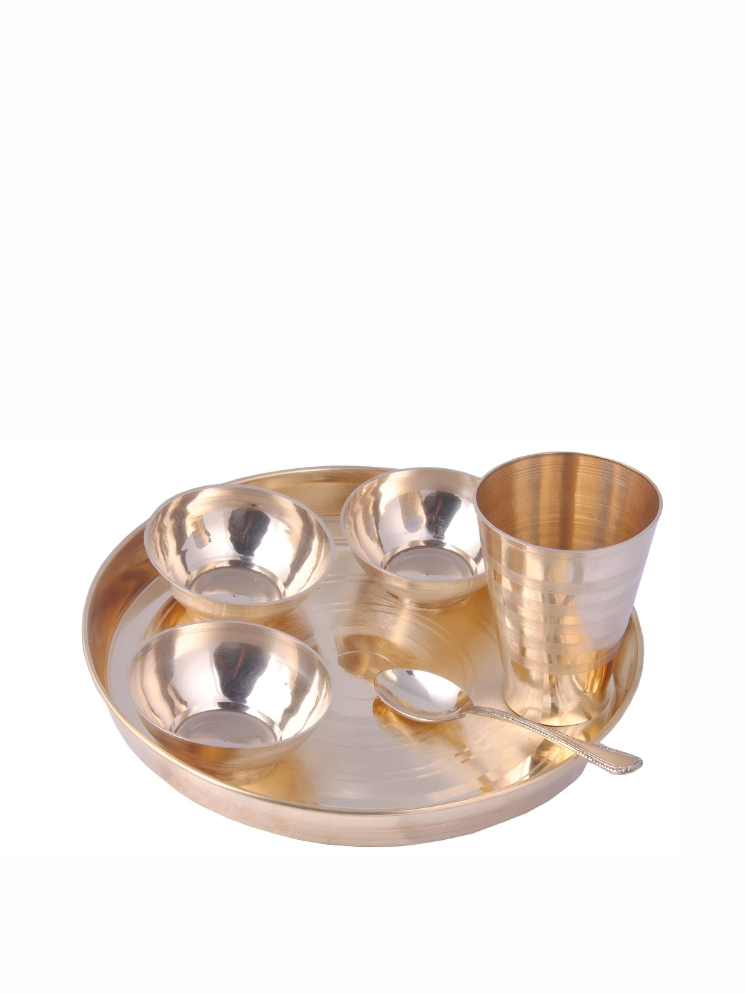 

Shivshakti Arts Copper Toned 6 Pieces Brass Glossy Dinner Set
