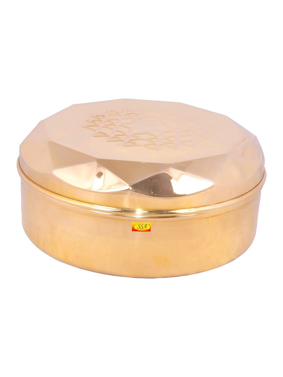 

Shivshakti Arts Copper Toned Brass Spice Box With Spoon