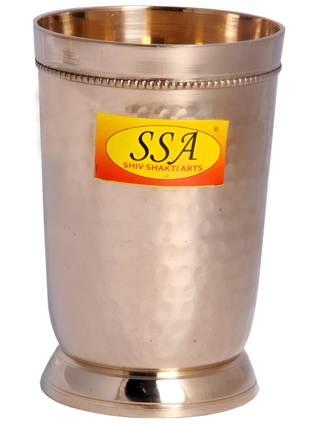

Shivshakti Arts Brass Hammered Design Glass-300ml, Yellow