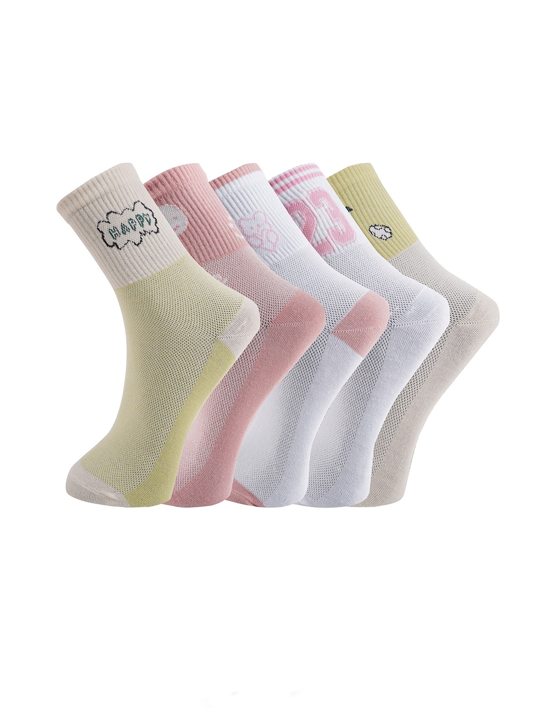 

BAESD Pack Of 5 Patterned Ankle Length Socks, Green