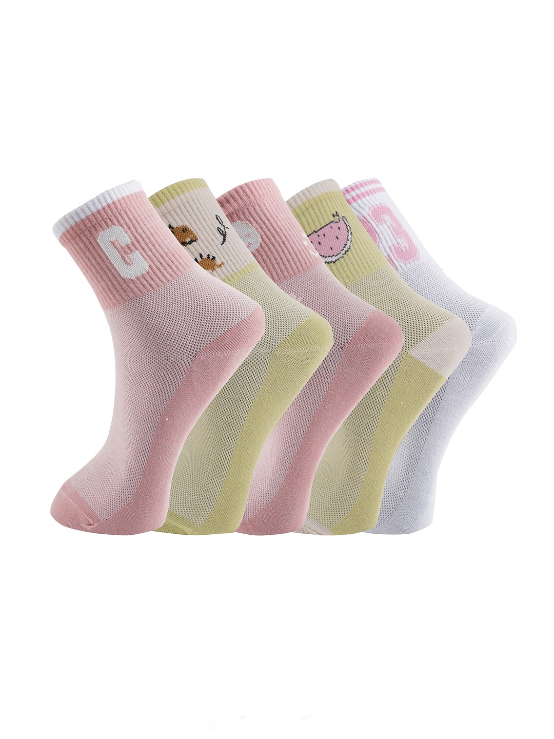 

BAESD Pack Of 5 Cotton Ankle-Length Socks, Pink