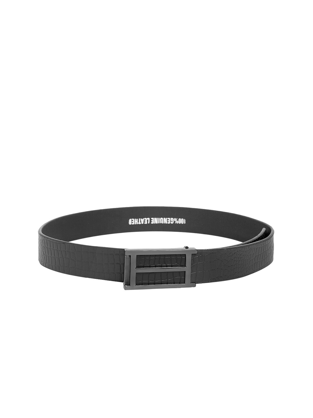 

The Roadster Lifestyle Co. Men Textured Leather Push-Pin Belt, Black