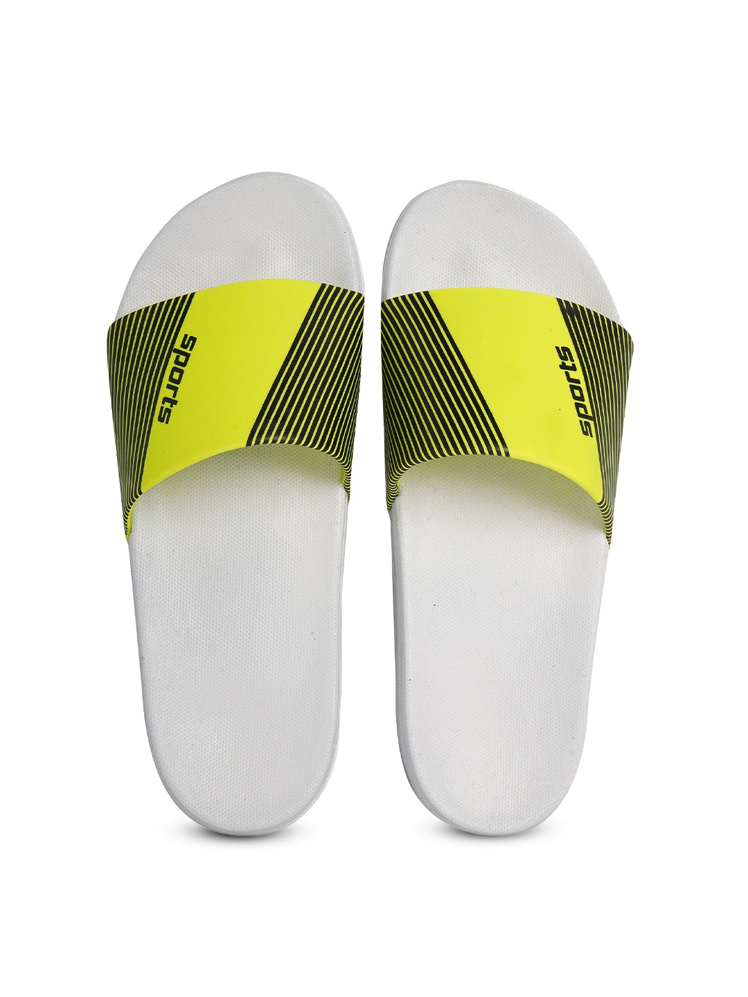 

CLOSHO Men Printed Open Toe Sliders, Yellow