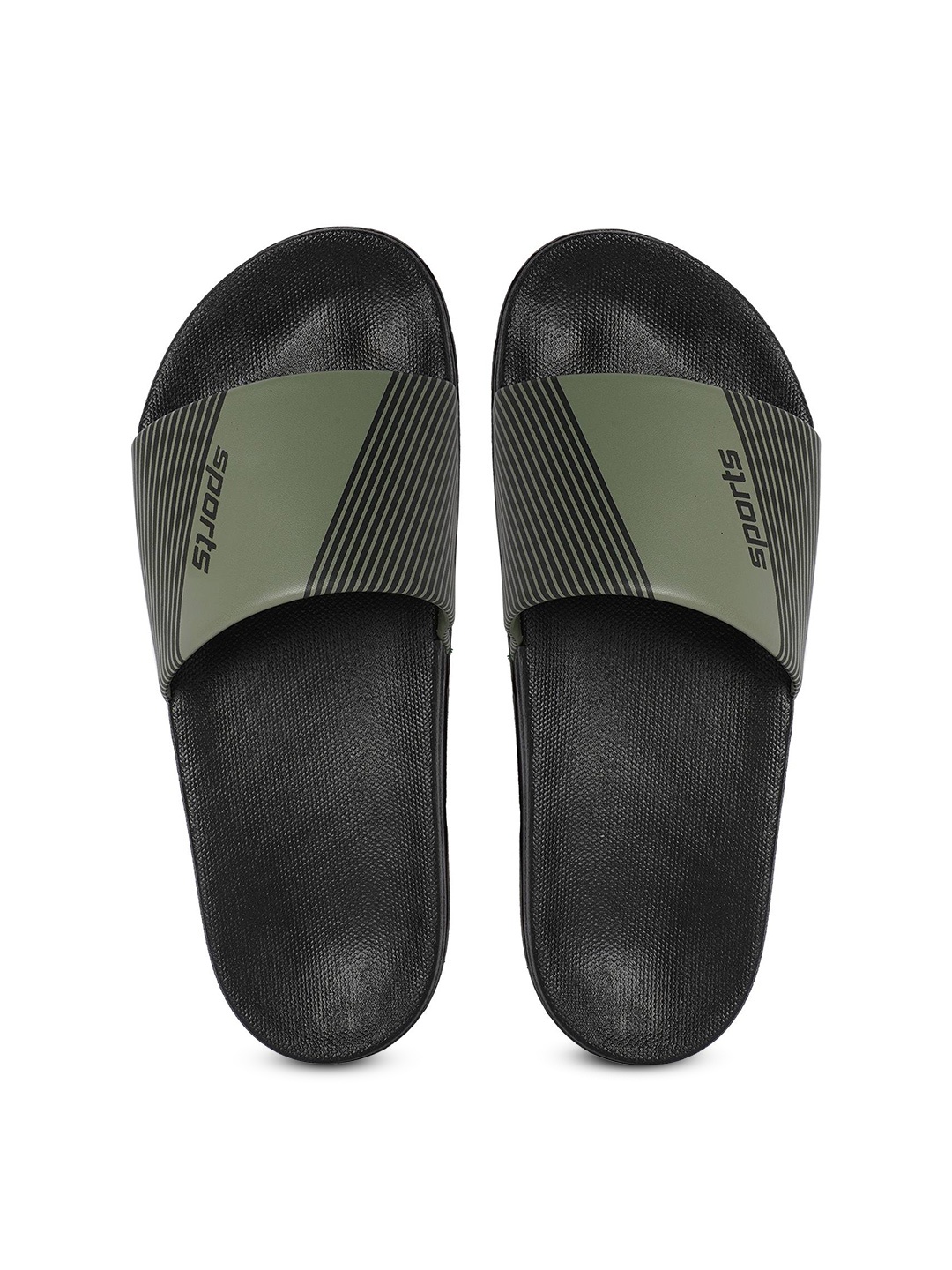 

CLOSHO Men Printed Open Toe Sliders, Black