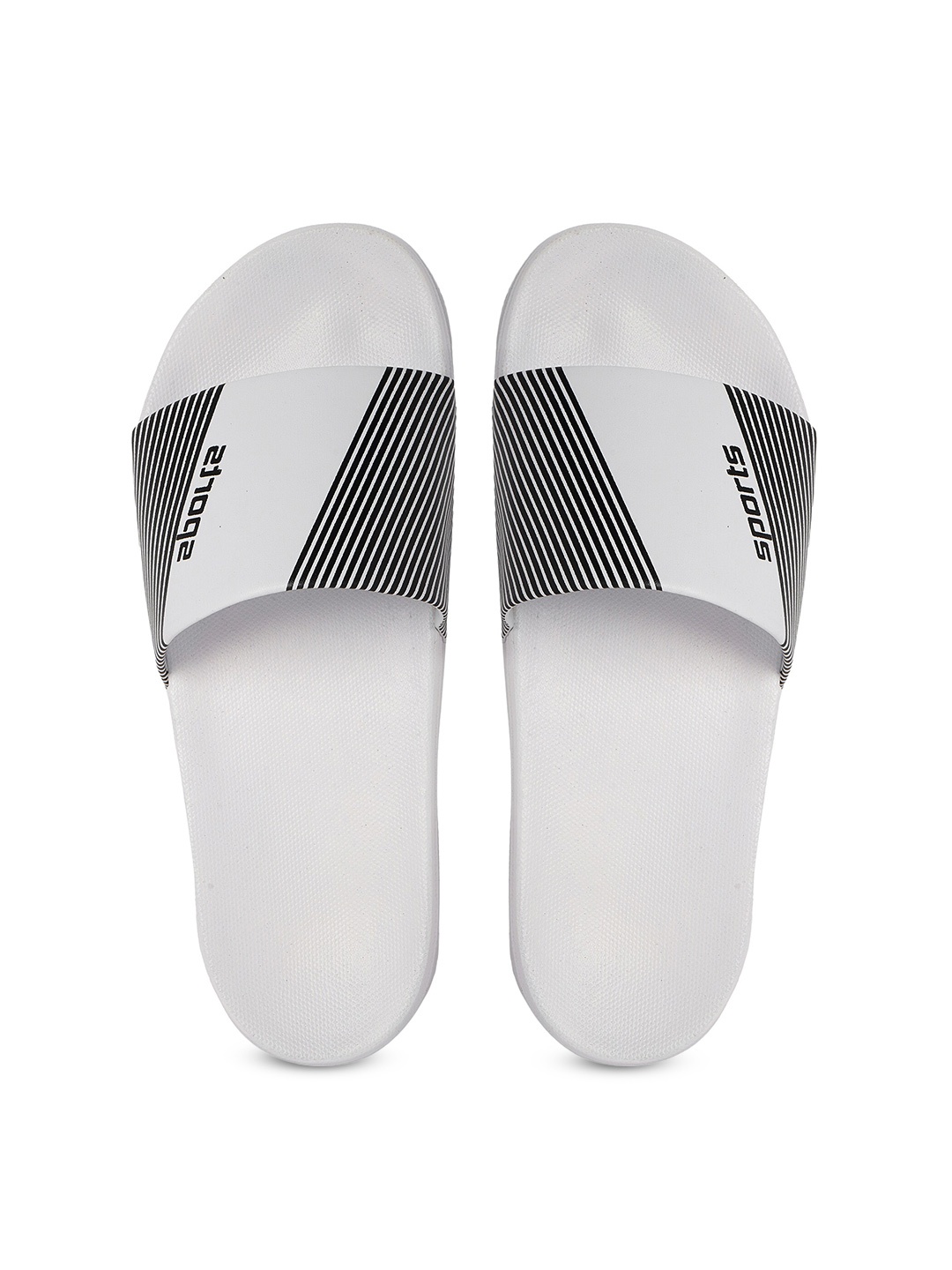 

CLOSHO Men Printed Open Toe Sliders, White