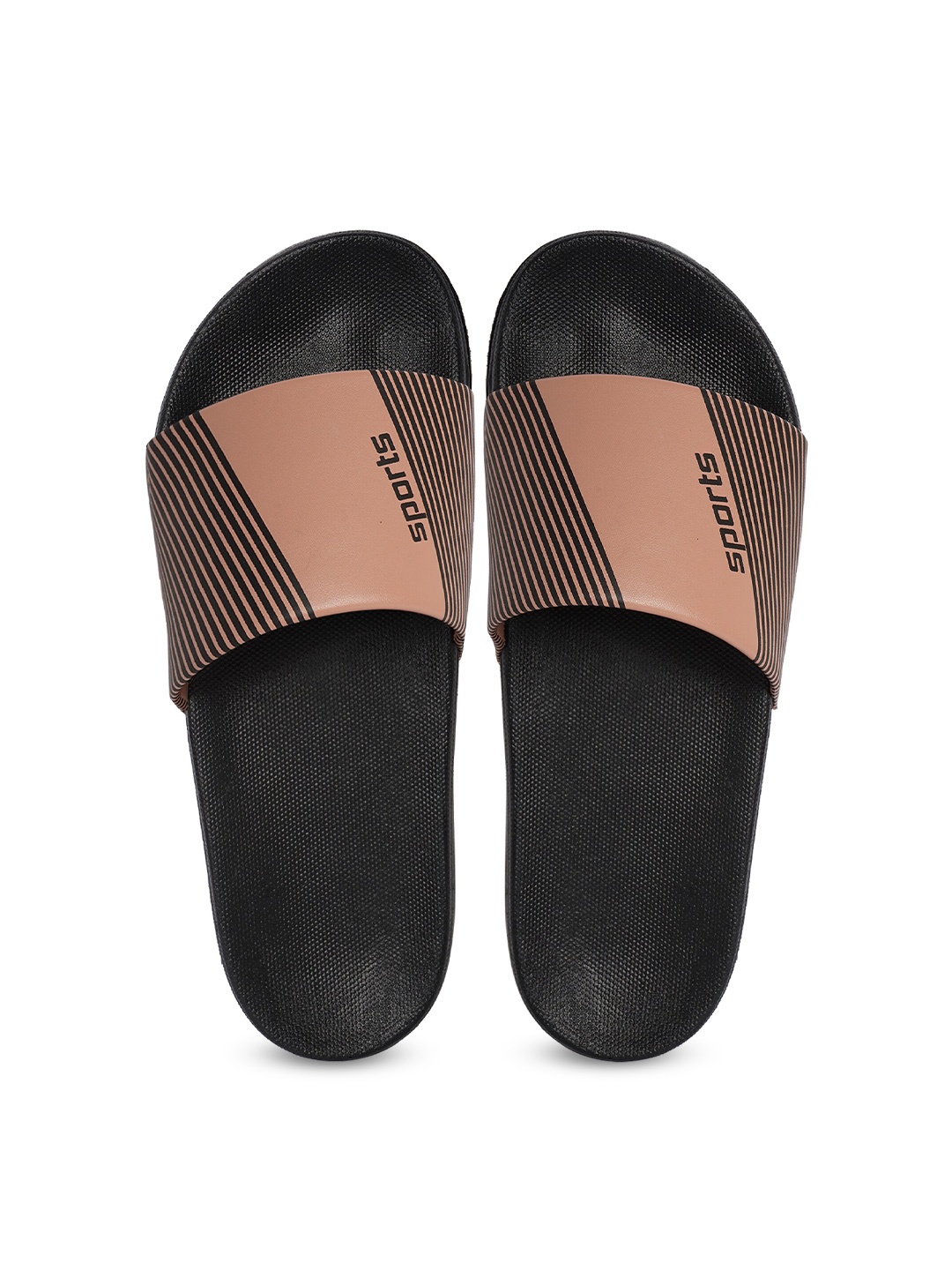 

CLOSHO Men Printed Sliders, Brown