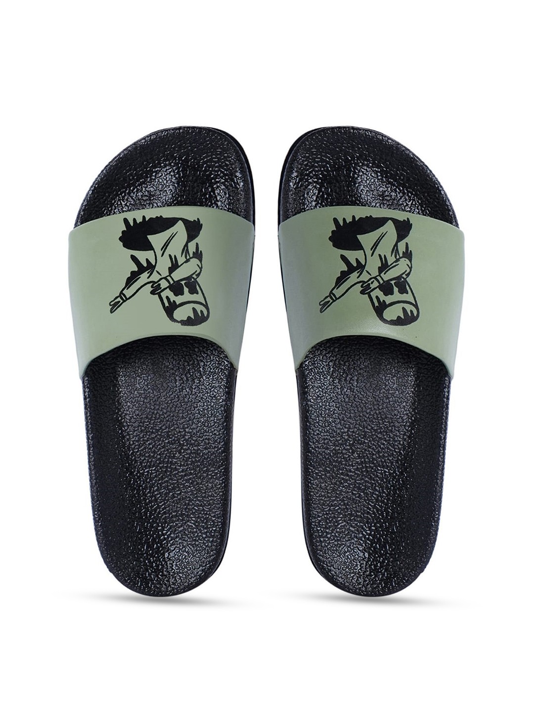 

CLOSHO Men Printed Sliders, Green