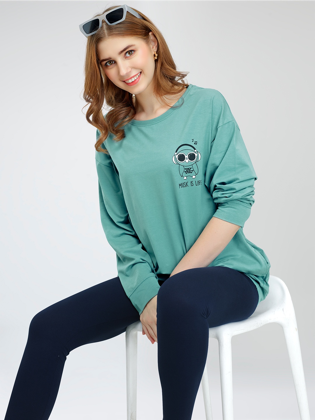 

Zeyo Women Printed Co-Ords, Green