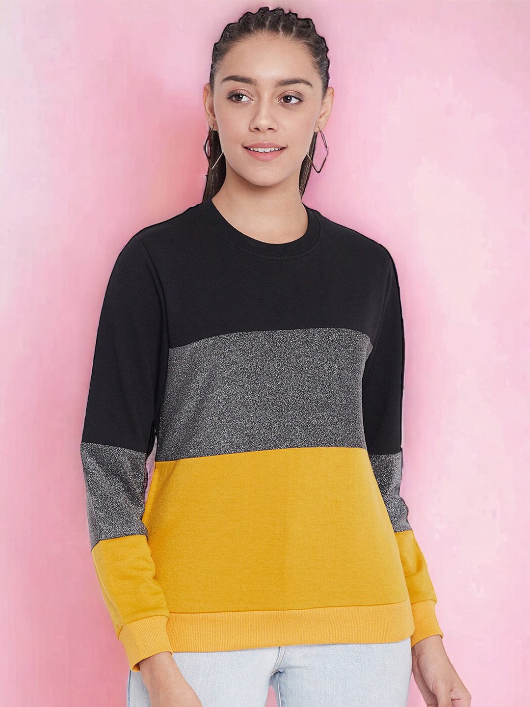 

Austin wood Colourblocked Cotton Pullover Sweatshirt, Black