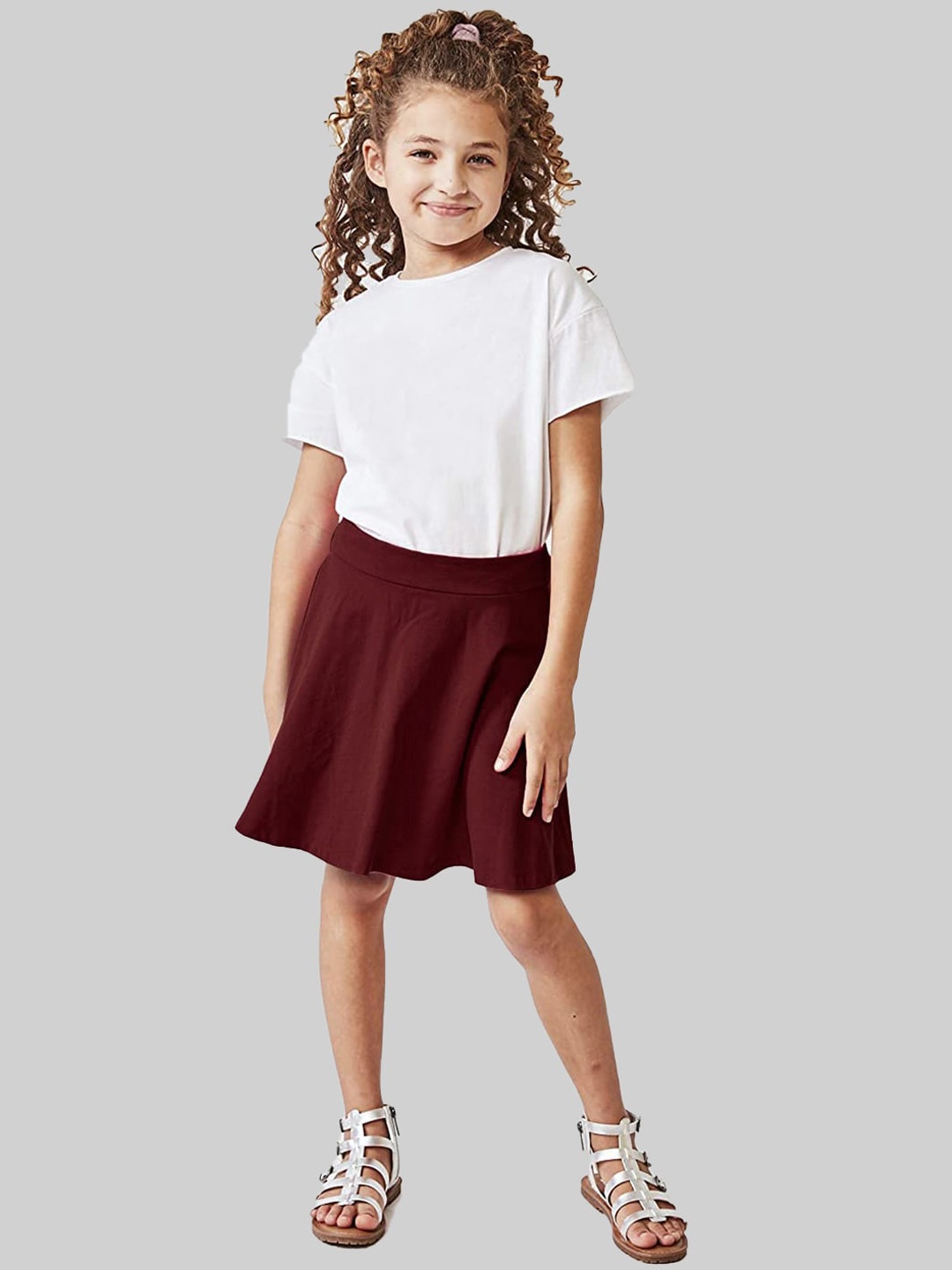 

BAESD Girls Slip-On Flared Knee Length Skirt, Maroon