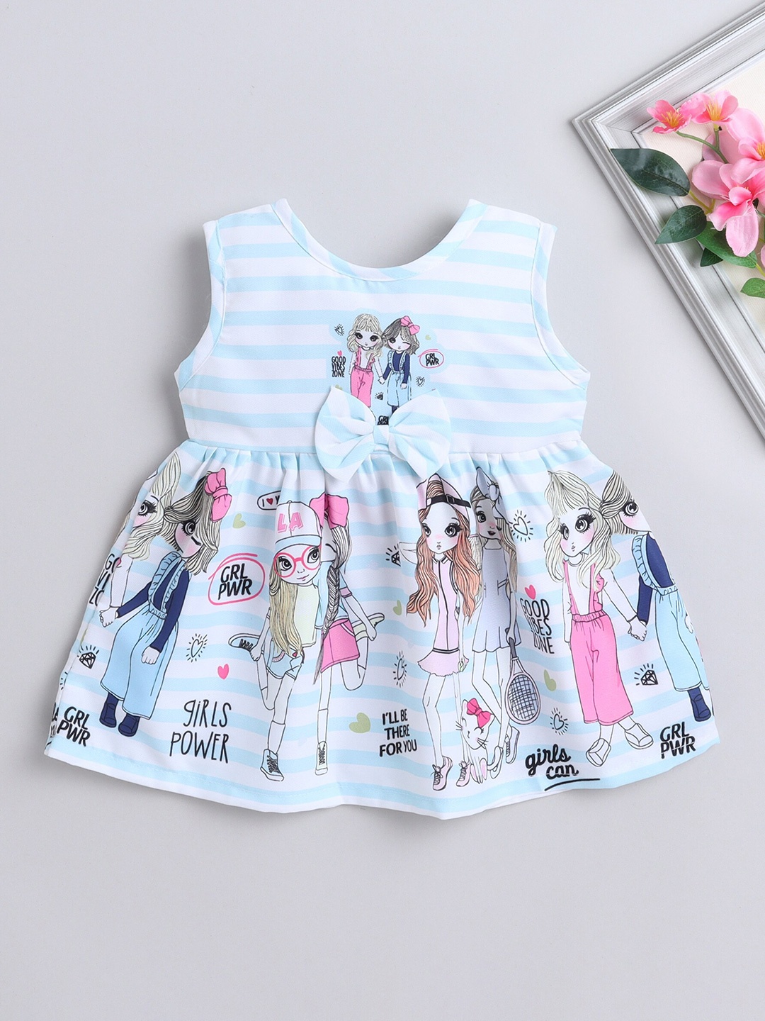 

The Magic Wand Infant Girls Graphic Printed Sleeveless Fit & Flare Dress, Blue