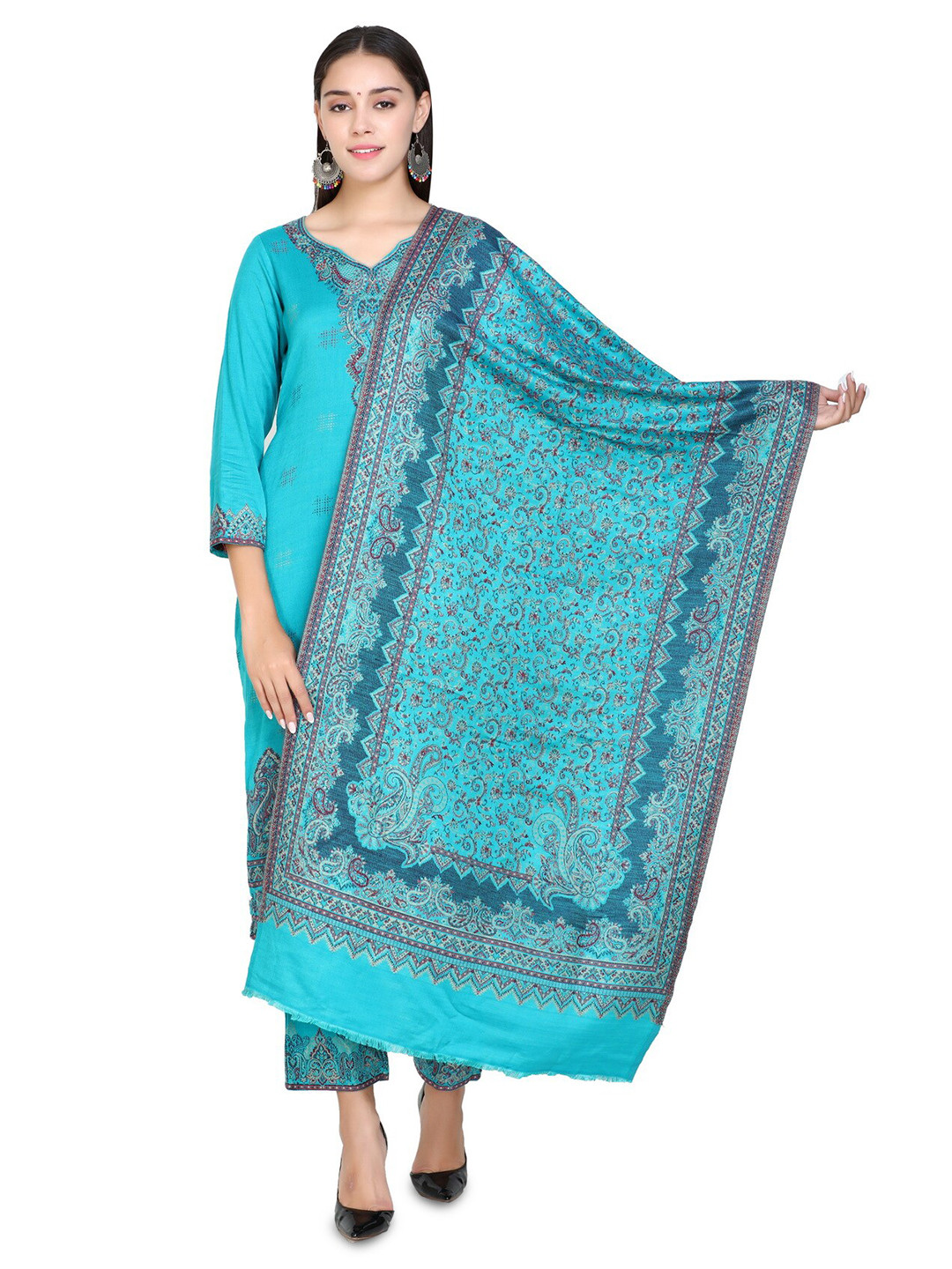 

KIDAR Ethnic Motifs Embroidered Unstitched Dress Material, Blue