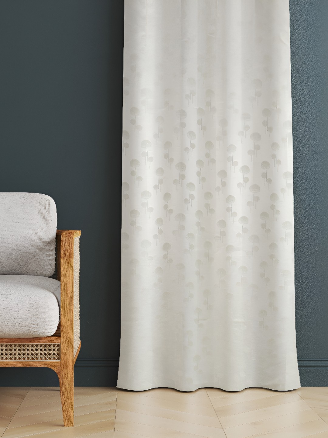 

EISMOURAH White & Grey Floral Room Darkening Long Door Curtains