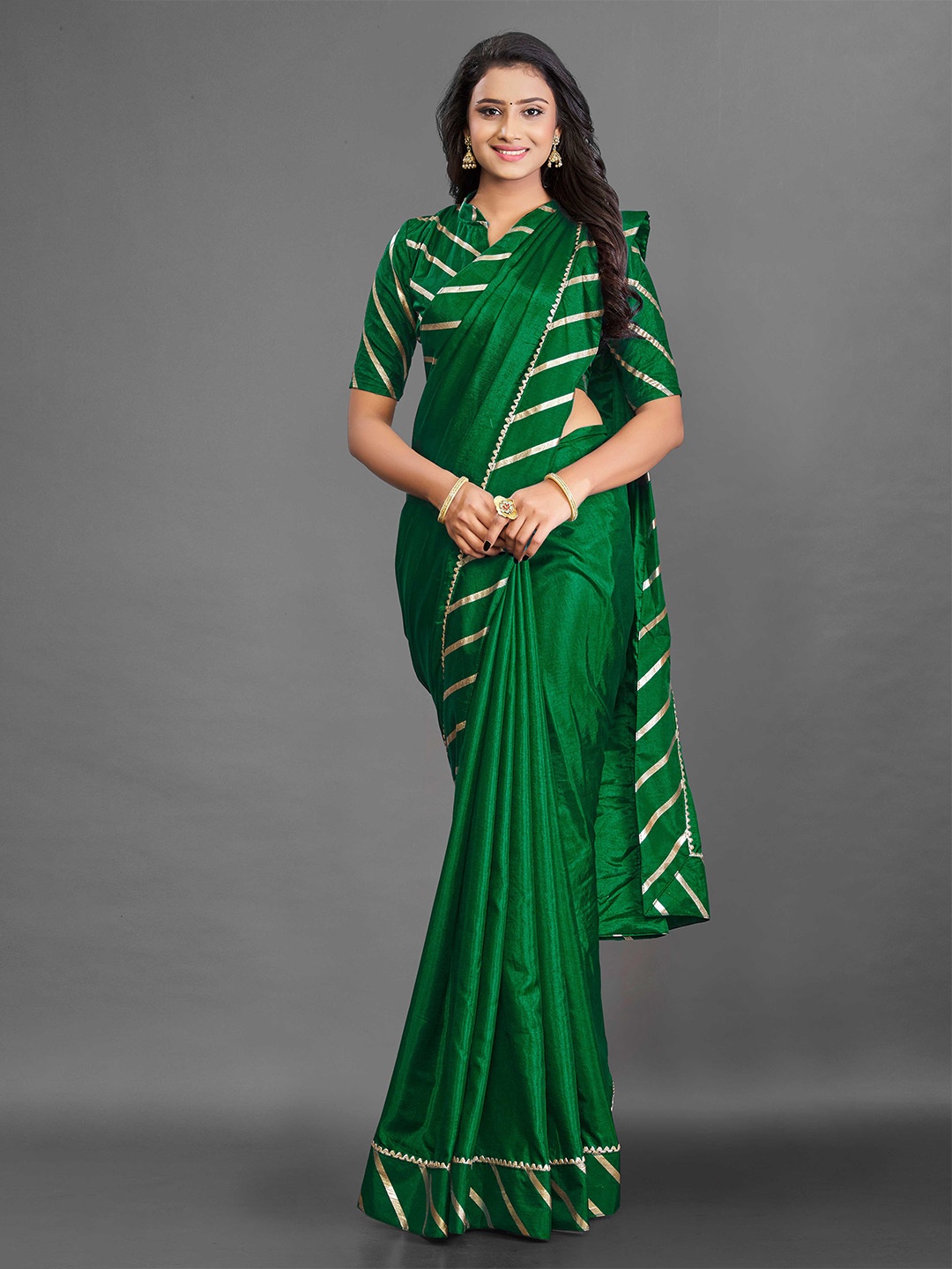 

Fashion Ritmo Gotta Patti Silk Blend Saree, Green