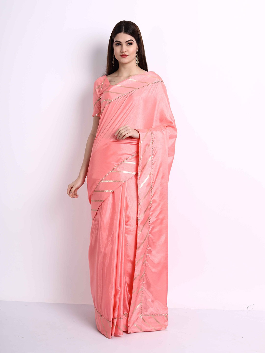 

Fashion Ritmo Gotta Patti Silk Blend Saree, Pink