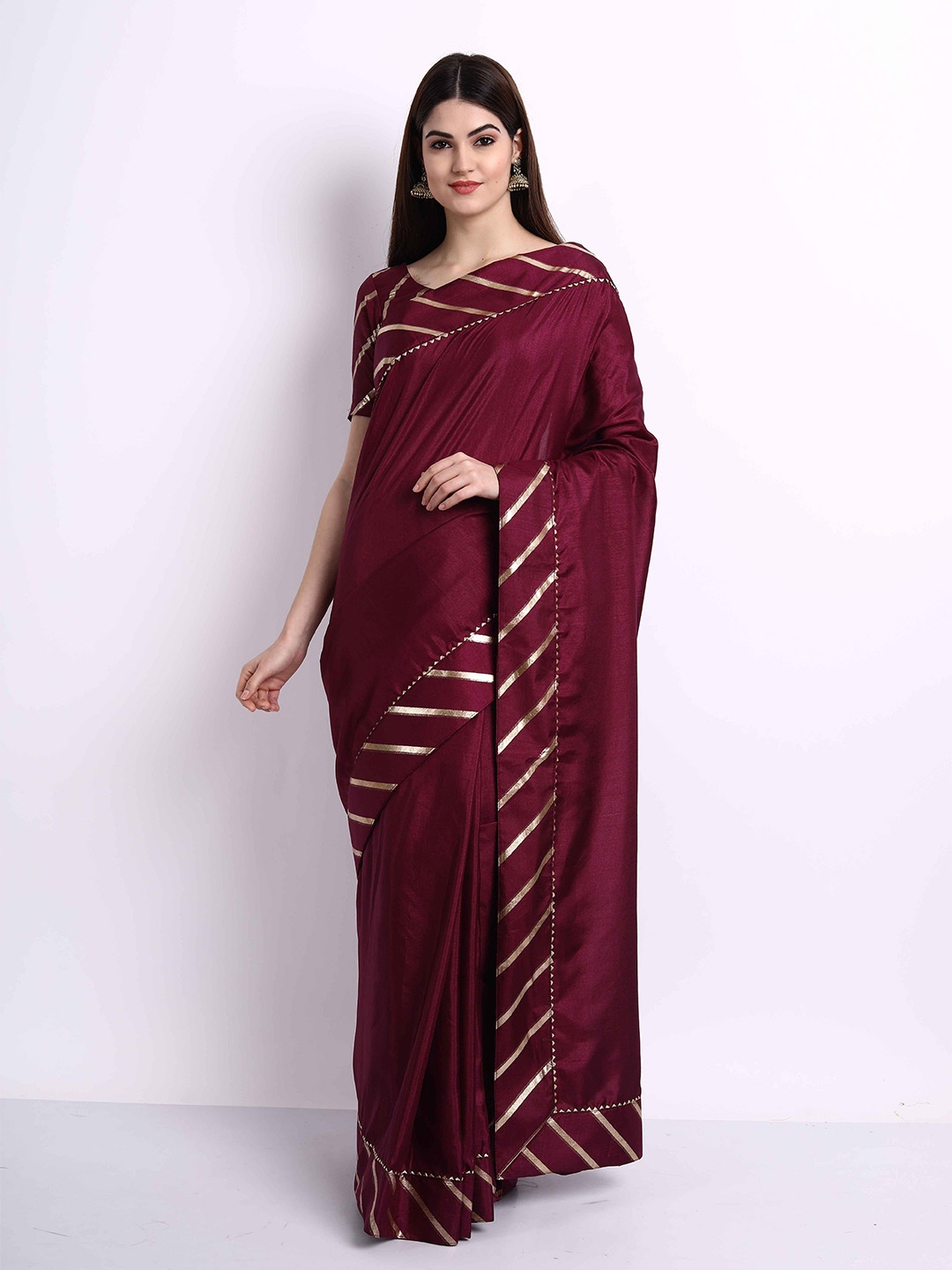 

Fashion Ritmo Gotta Patti Silk Blend Saree, Burgundy