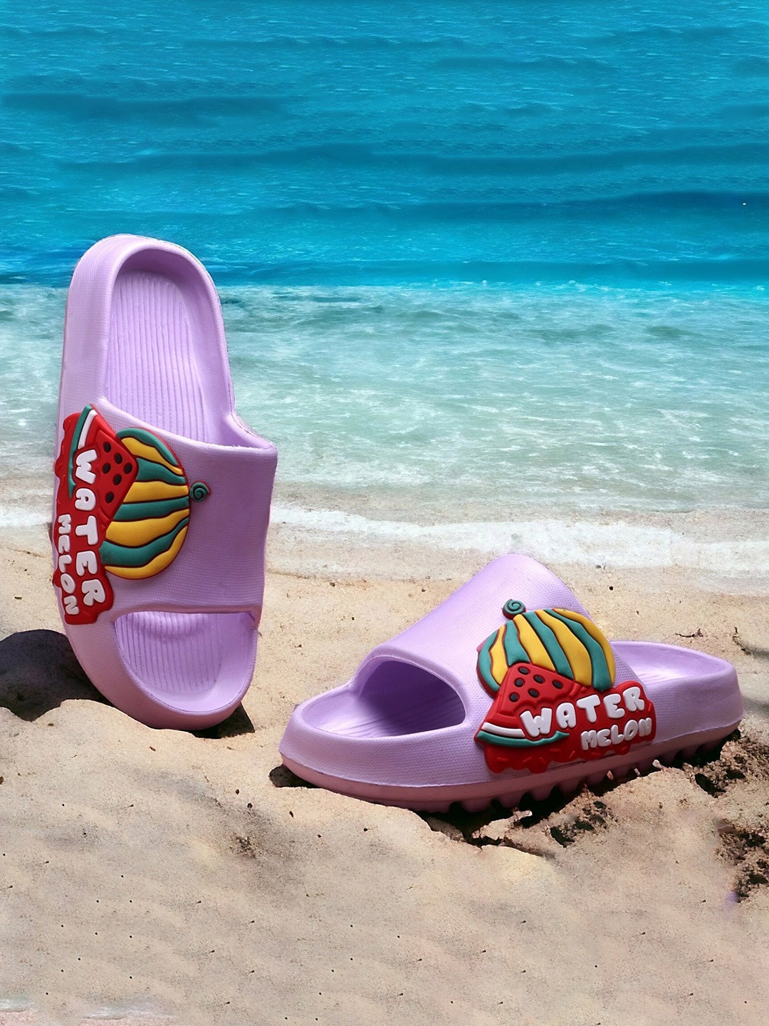 

Pampy Angel Women Watermelon Printed Croslite Sliders, Purple