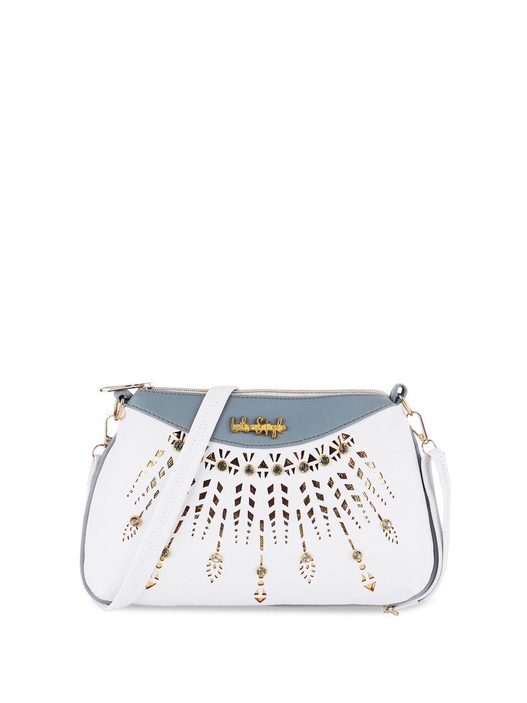 

LIKE STYLE Cutwork Self Design Structured Sling Bag, White