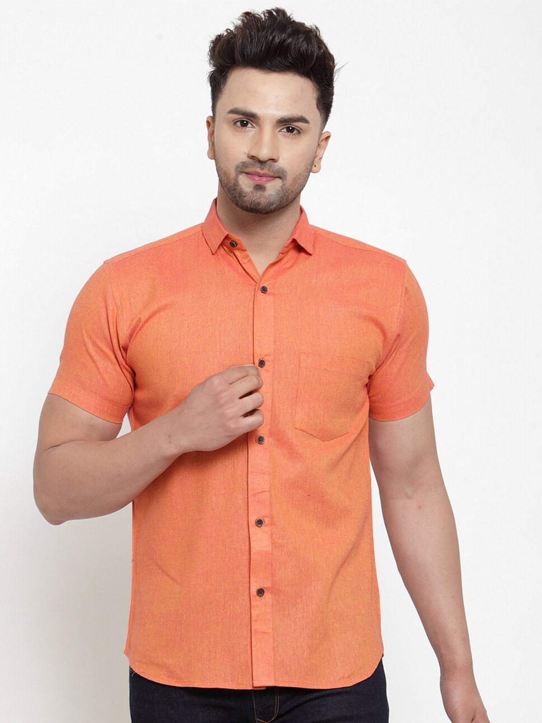 

Enchanted Drapes Slim Fit Casual Shirt, Orange