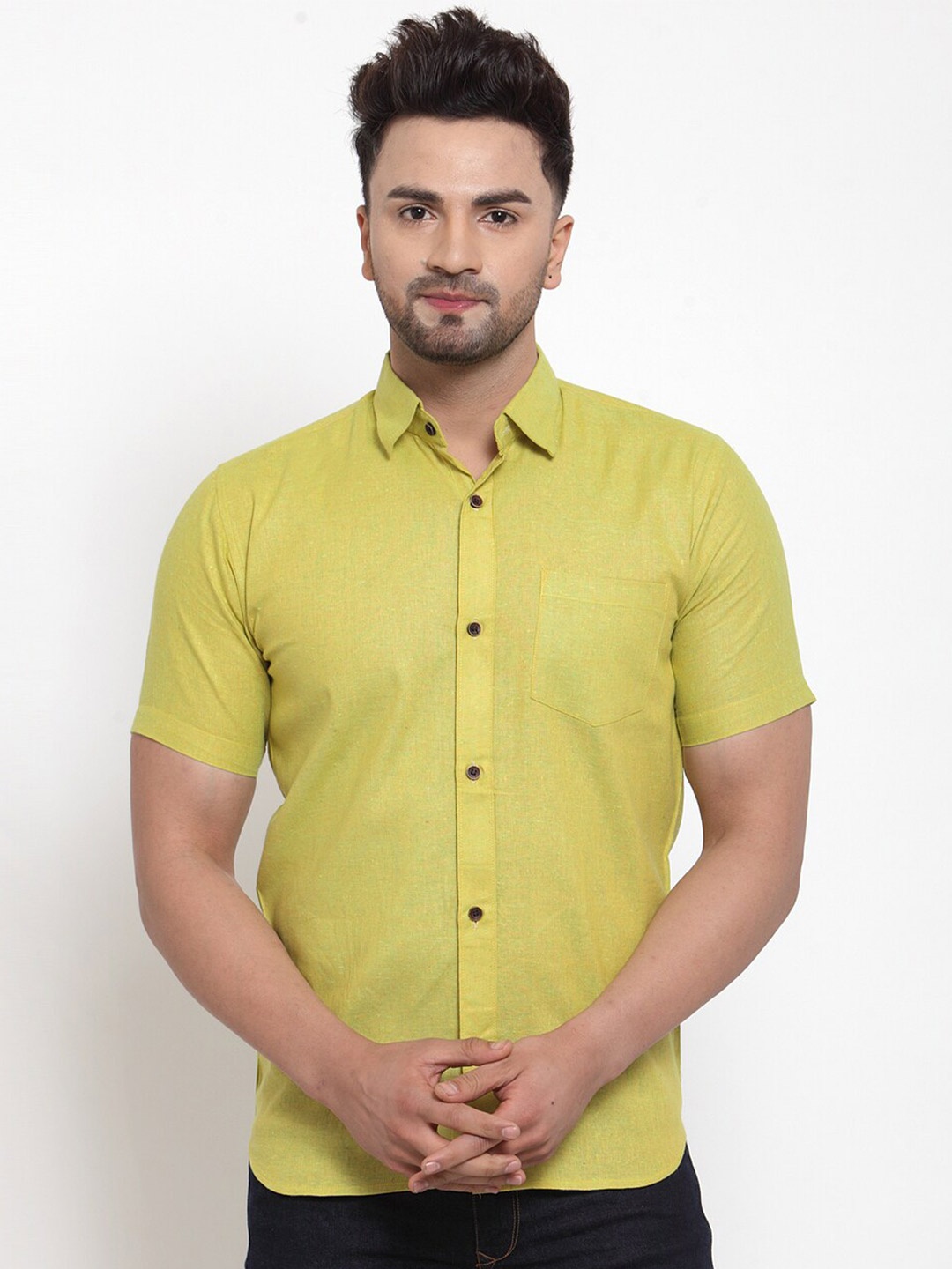 

Enchanted Drapes Slim Fit Pure Cotton Casual Shirt, Green
