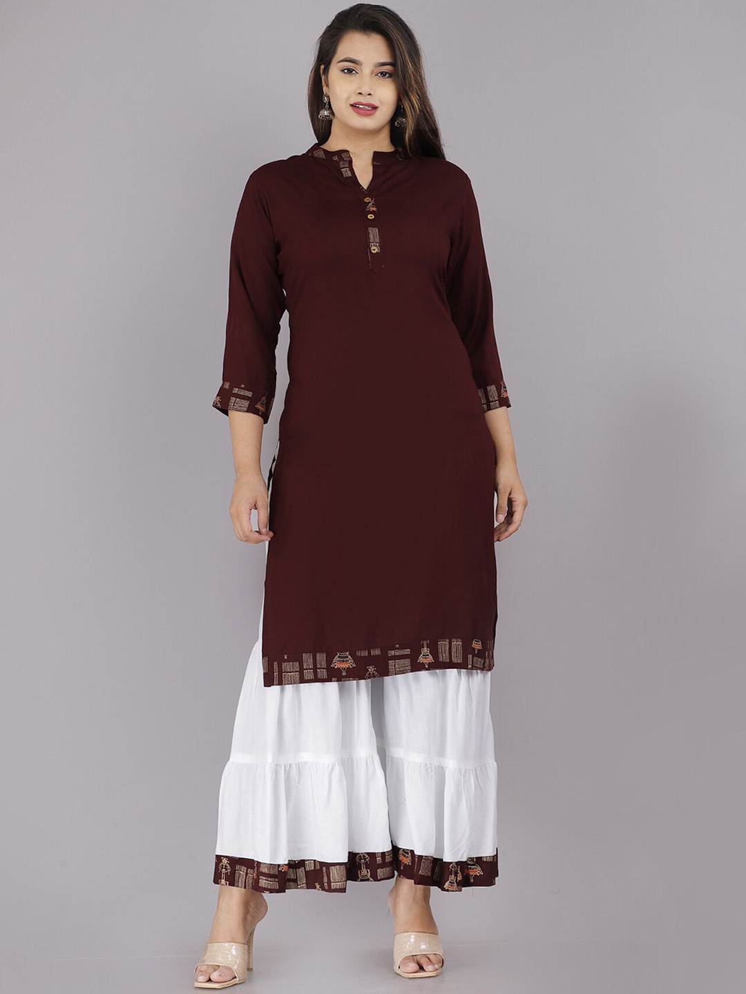 

BAESD Women Brown Regular Kurta with Sharara