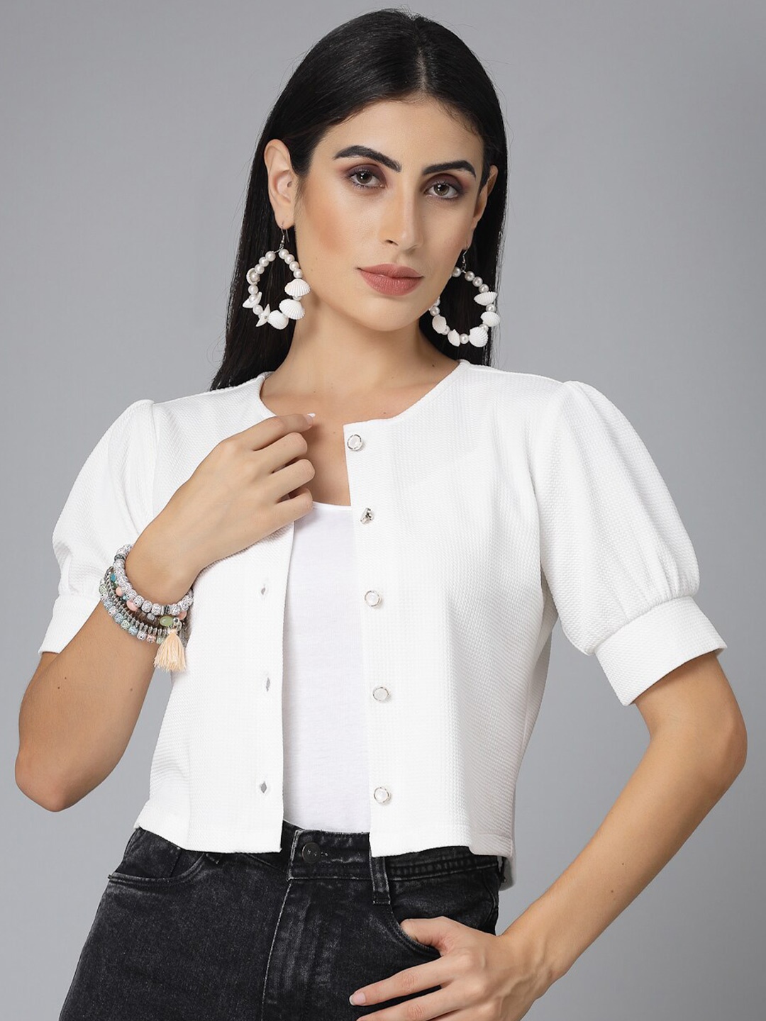 

Style Quotient White Open Front Shrug