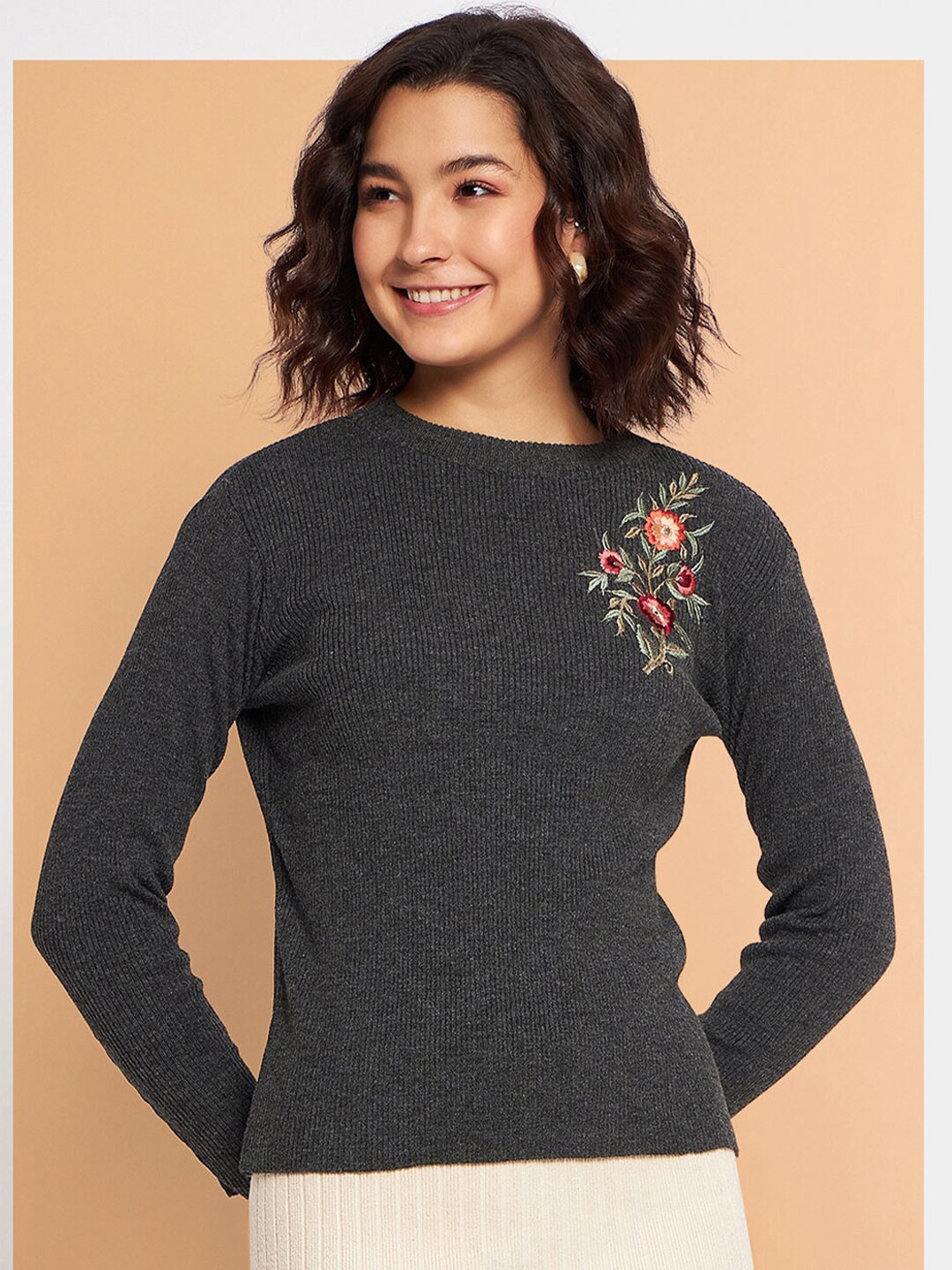 

CLAPTON Ribbed Woollen Pullover, Grey