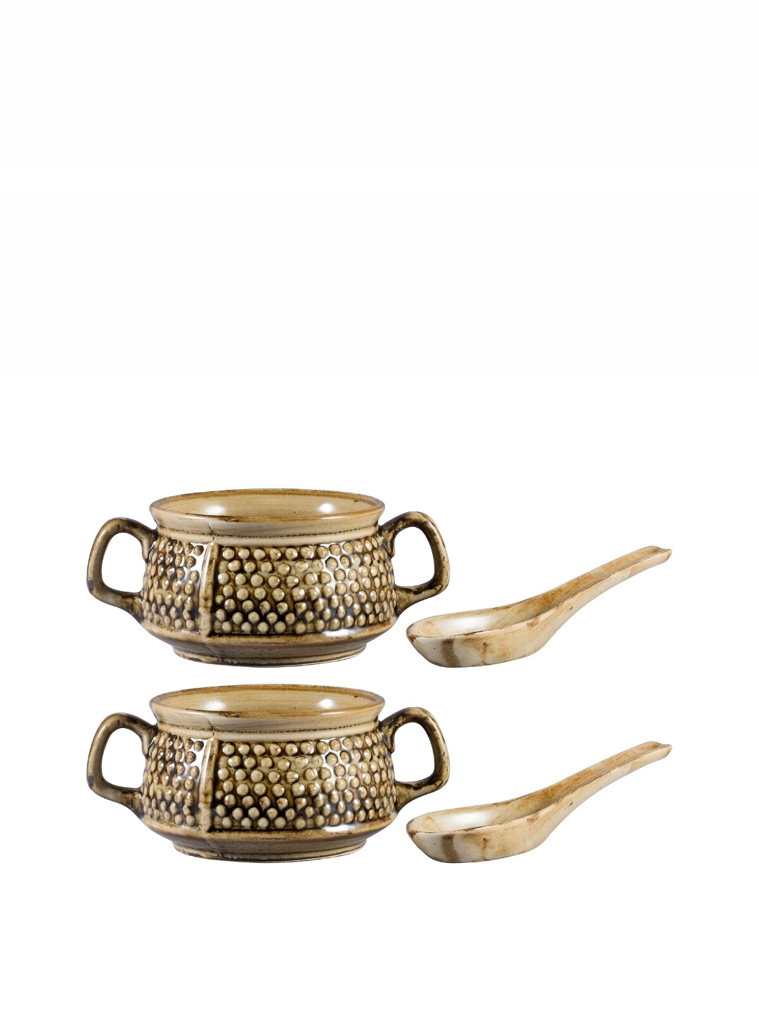 

caffeine Brown 2 Pieces Ceramic Soup Bowl