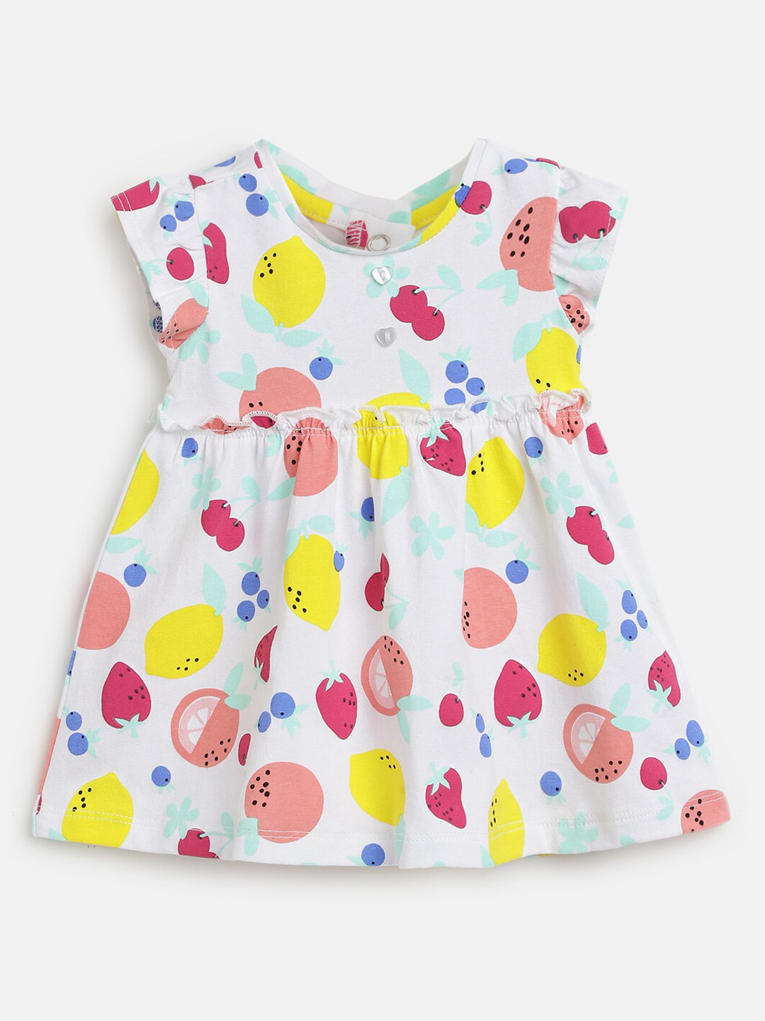 

Chicco Girls Conversational Printed Cap Sleeves Fit & Flare Dress, White