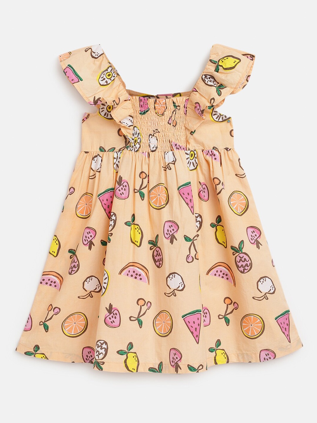 

Chicco Girls Graphic Printed Cotton Empire Dress, Orange