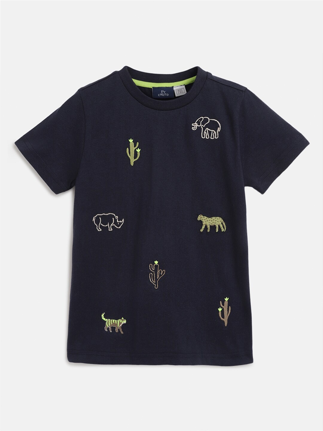 

Chicco Infant Boys Animal Embroidered Cotton T-Shirt, Navy blue