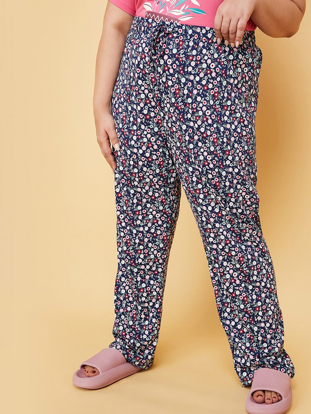 

max Plus Size Printed Pure Cotton Lounge Pant, Navy blue