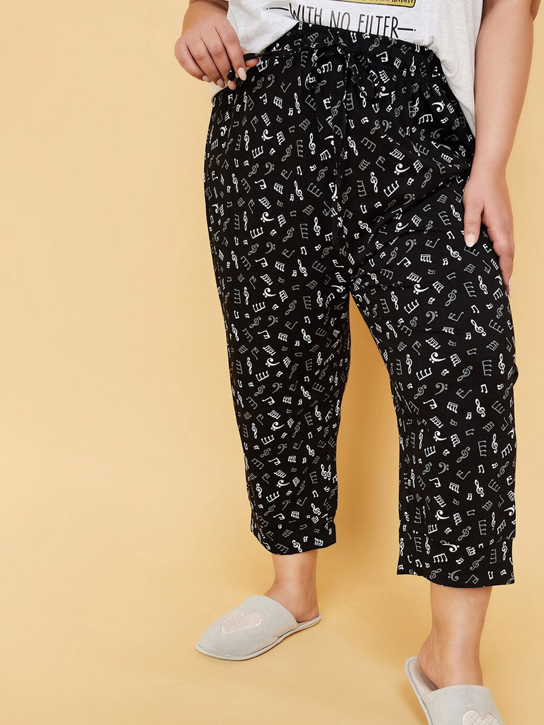 

max Plus Size Printed Pure Cotton Lounge Pant, Black