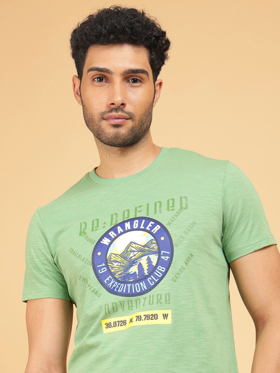 

Wrangler Graphic Printed Round Neck Cotton T-shirt, Green