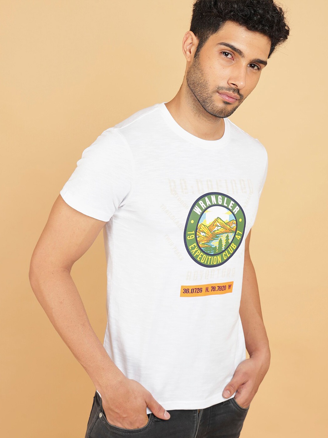 

Wrangler Graphic Printed Round Neck Cotton T-shirt, White
