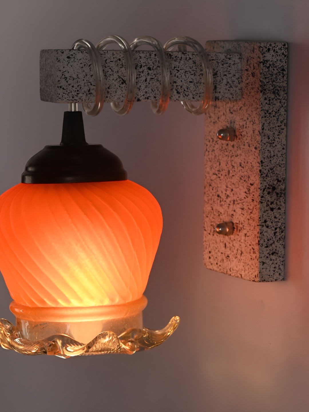 

Afast Orange Textured Glass Bell Shaped Wall Lamp
