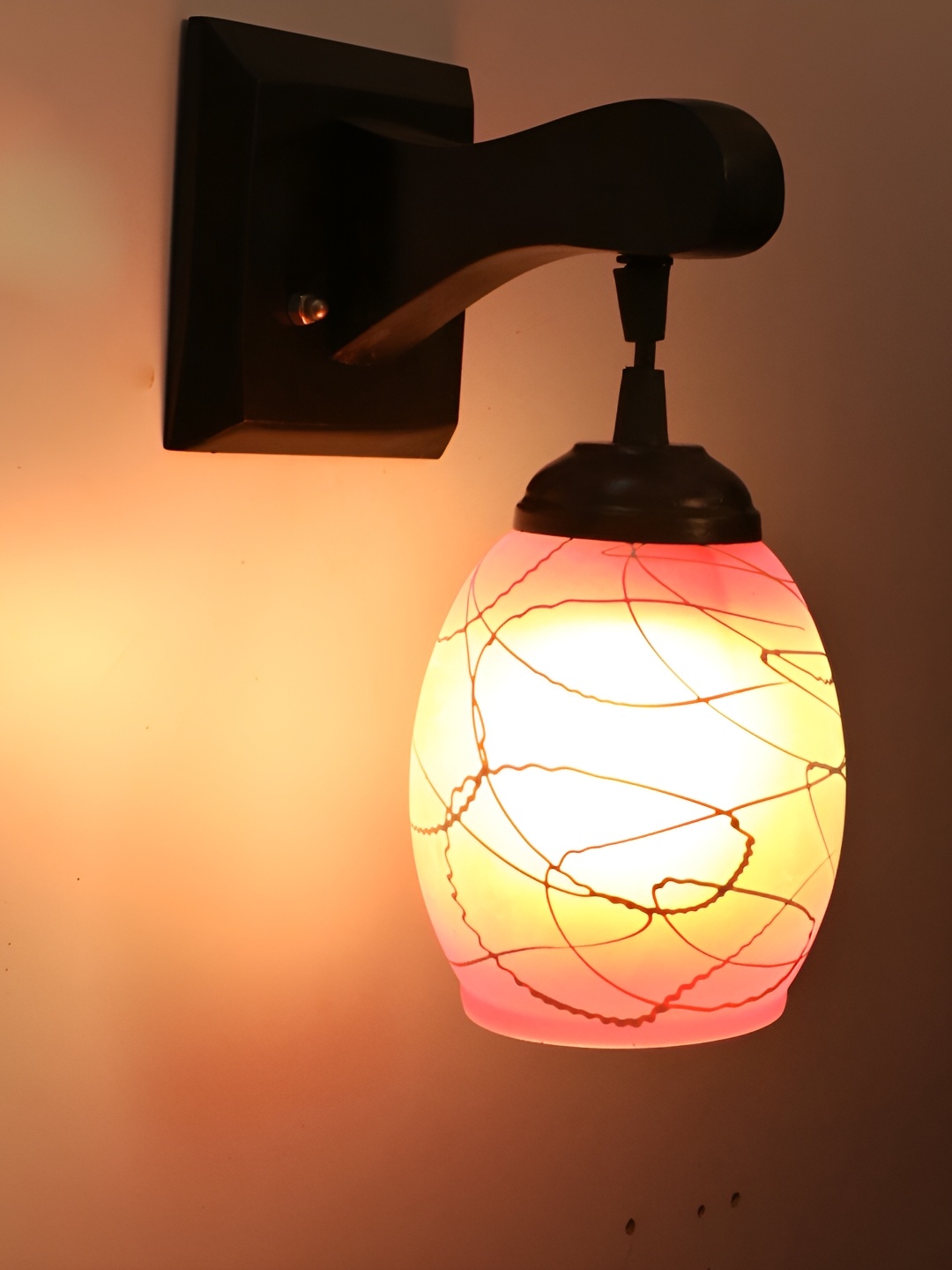 

Afast Pink & White Textured Glass Bell Shaped Wall Lamp