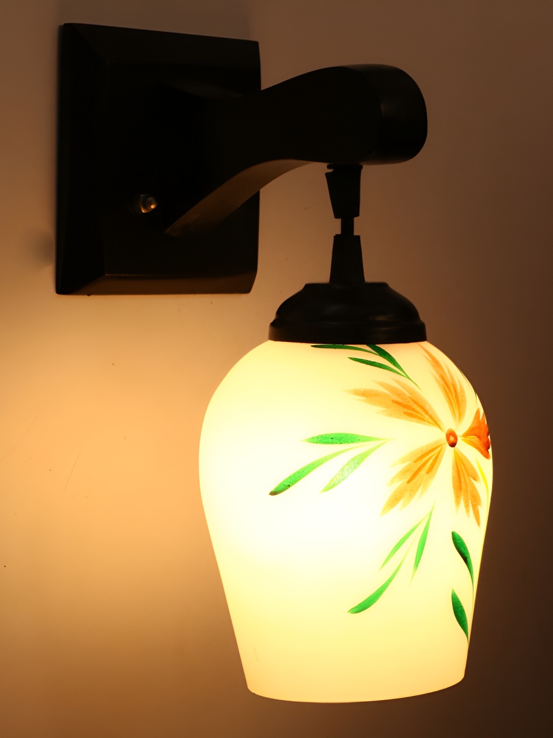 

Afast White & Red Printed Glass Bell Shaped Wall Lamp