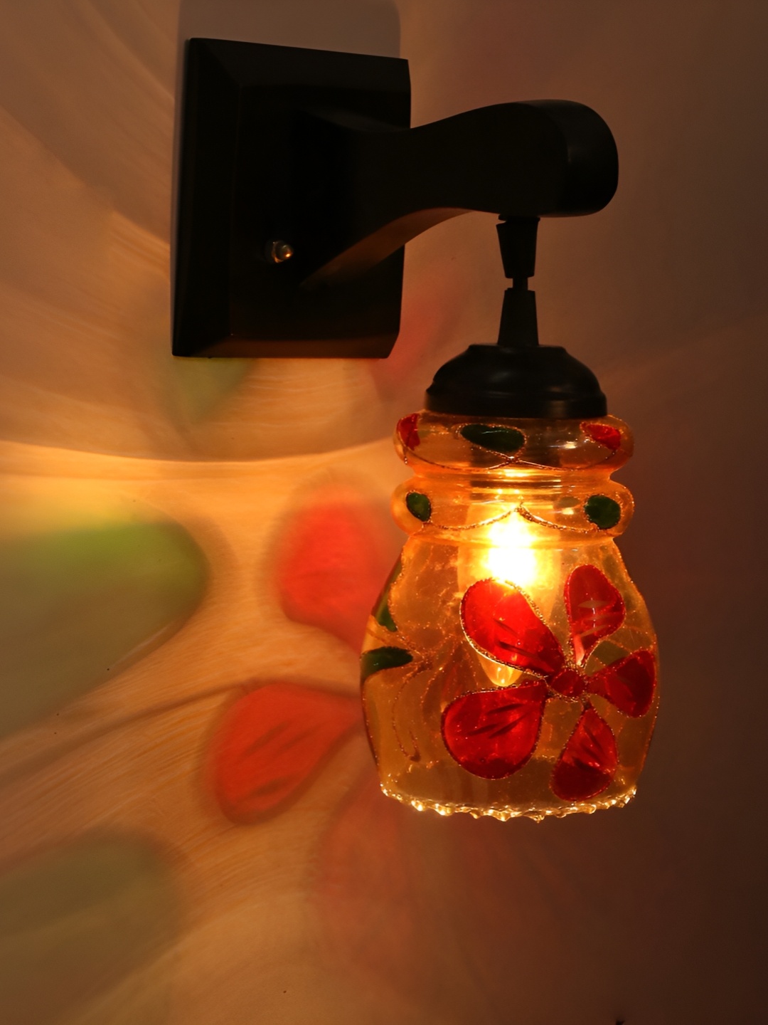 

Afast Red & Green Printed Glass Cylindrical Wall Lamp