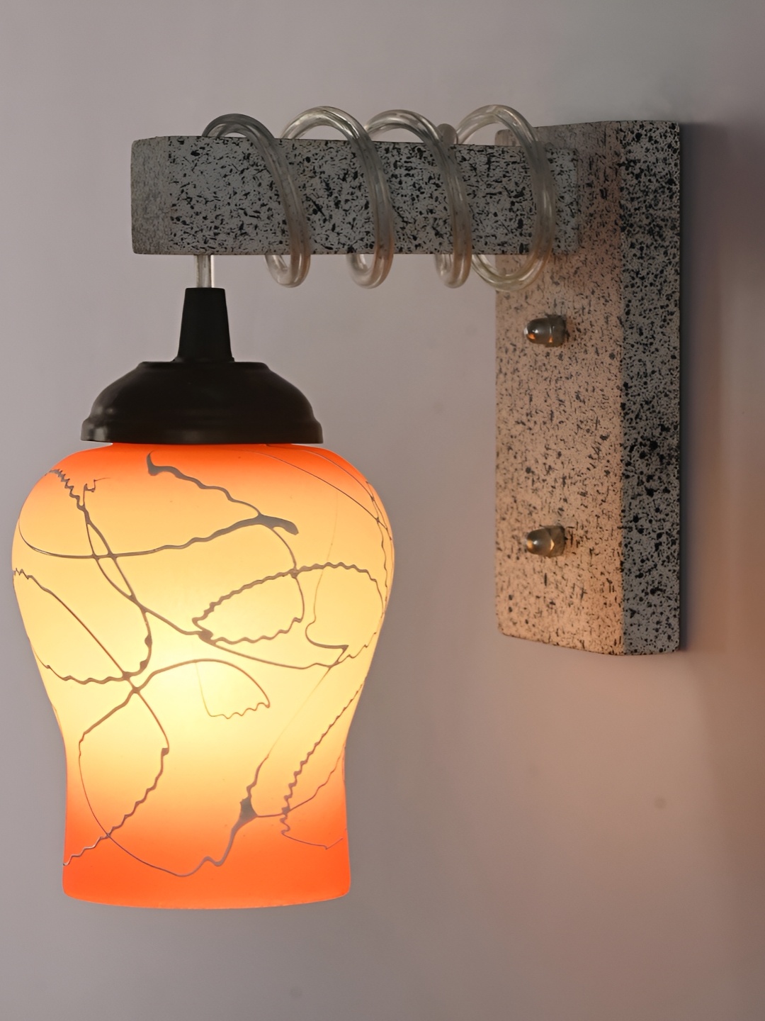 

Afast Yellow & Black Printed Abstract Shaped Glass Wall Lamp