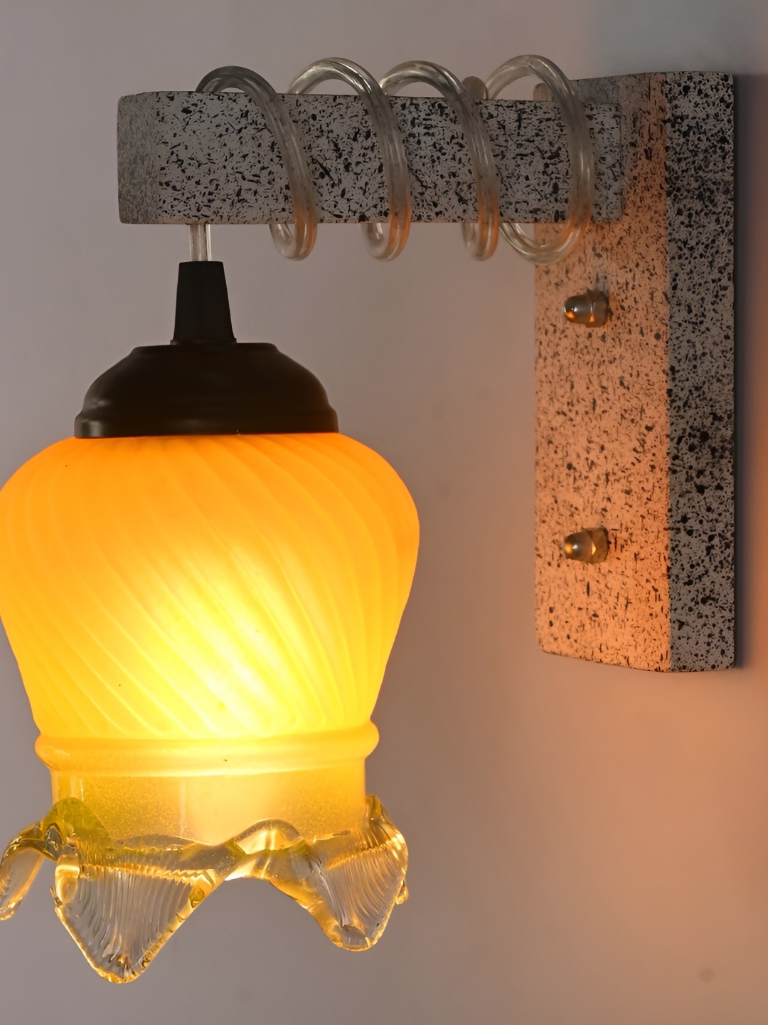 

Afast Yellow & White Textured Bell Shaped Glass Wall Lamp