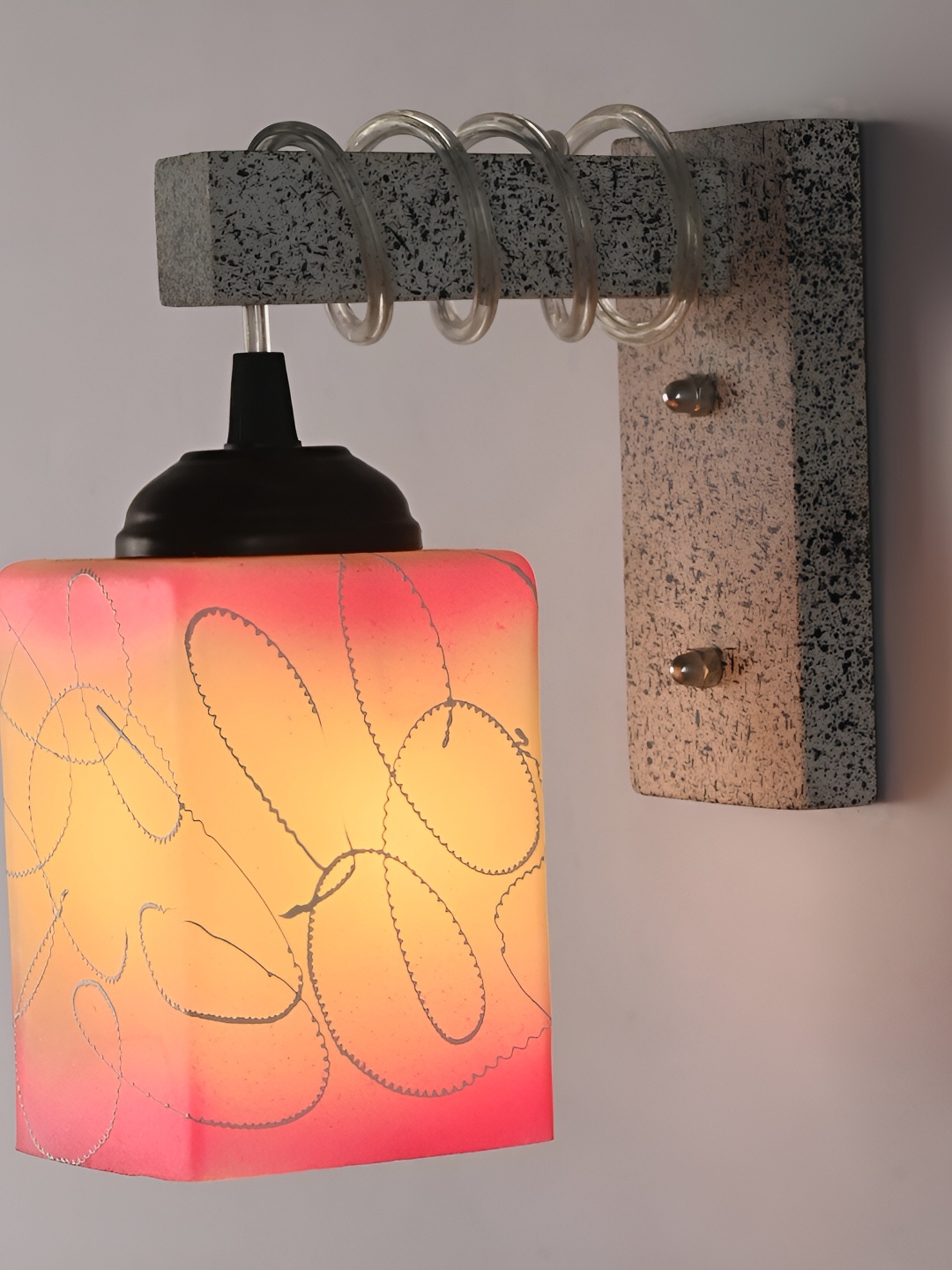 

Afast Pink & Grey Printed Rectangle Shaped Glass Wall Lamp