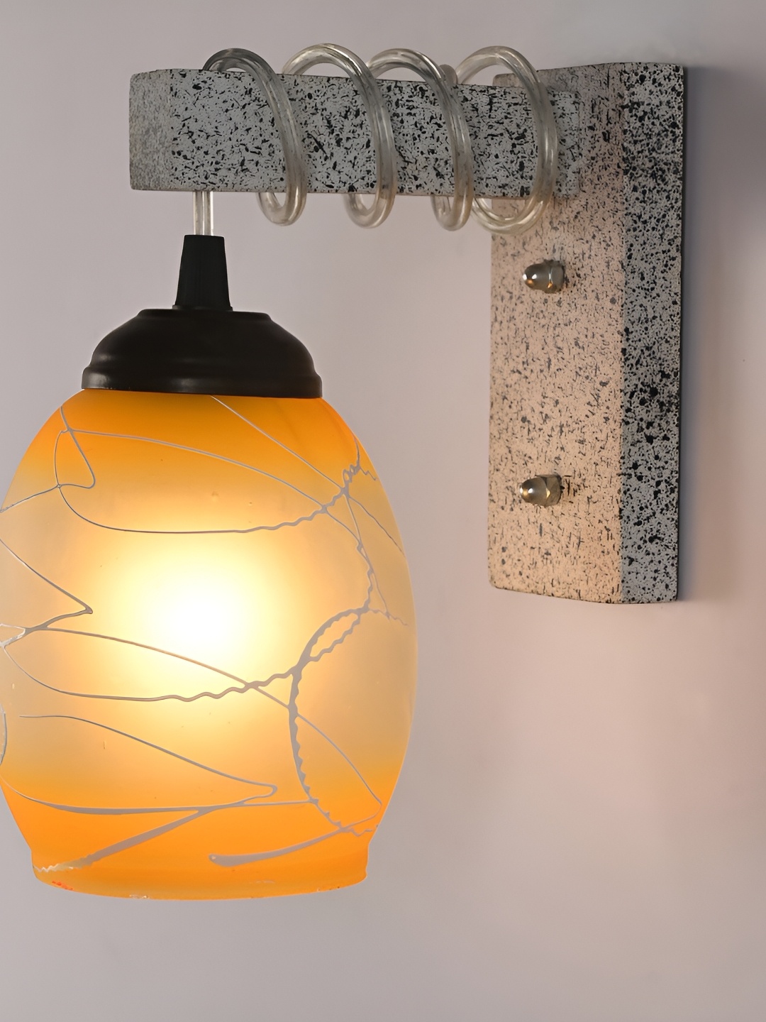 

Afast Yellow & Grey Printed Bell Shaped Glass Wall Lamp