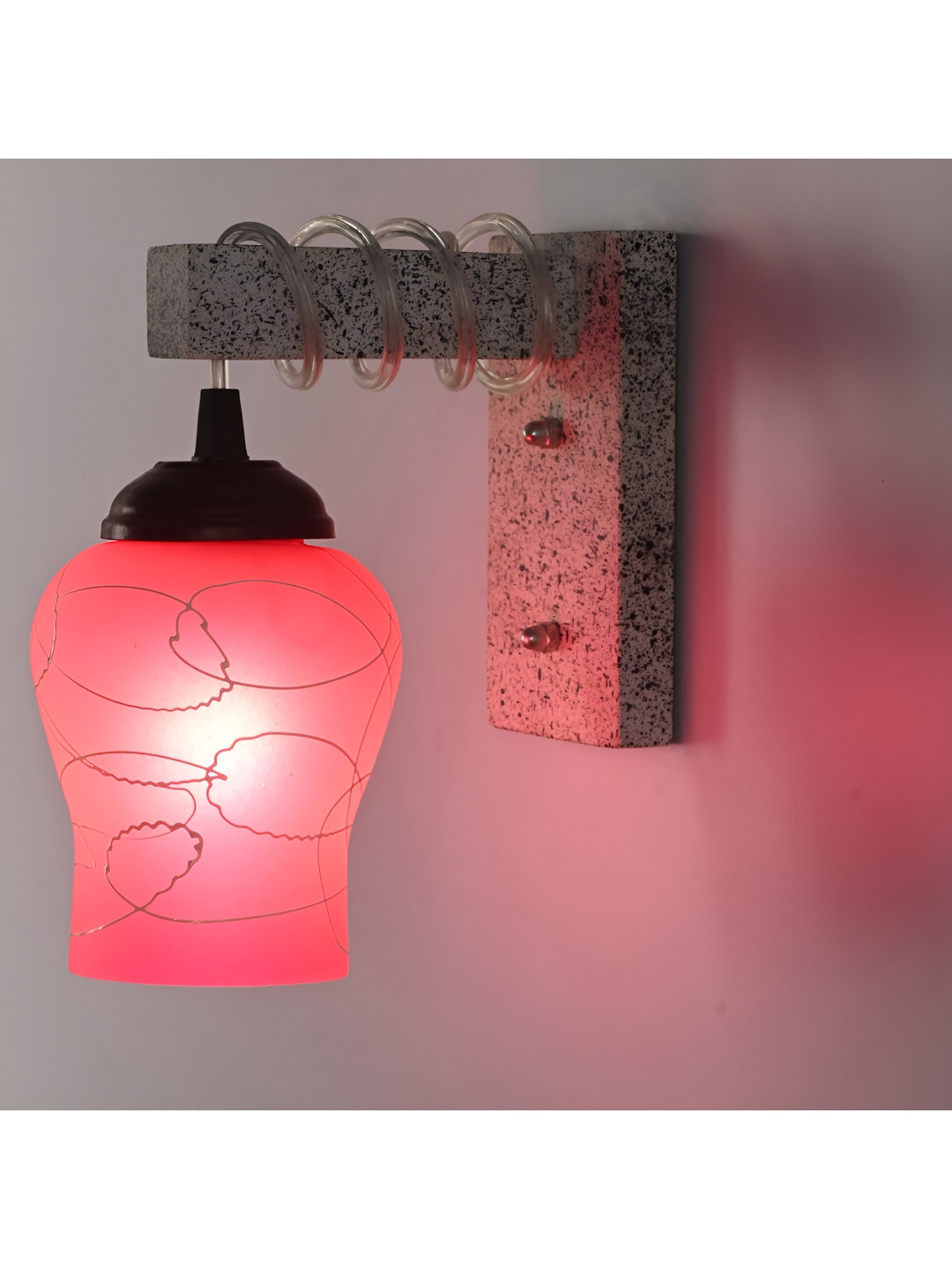 

Afast Pink & White Printed Bell Shaped Glass Wall Lamp