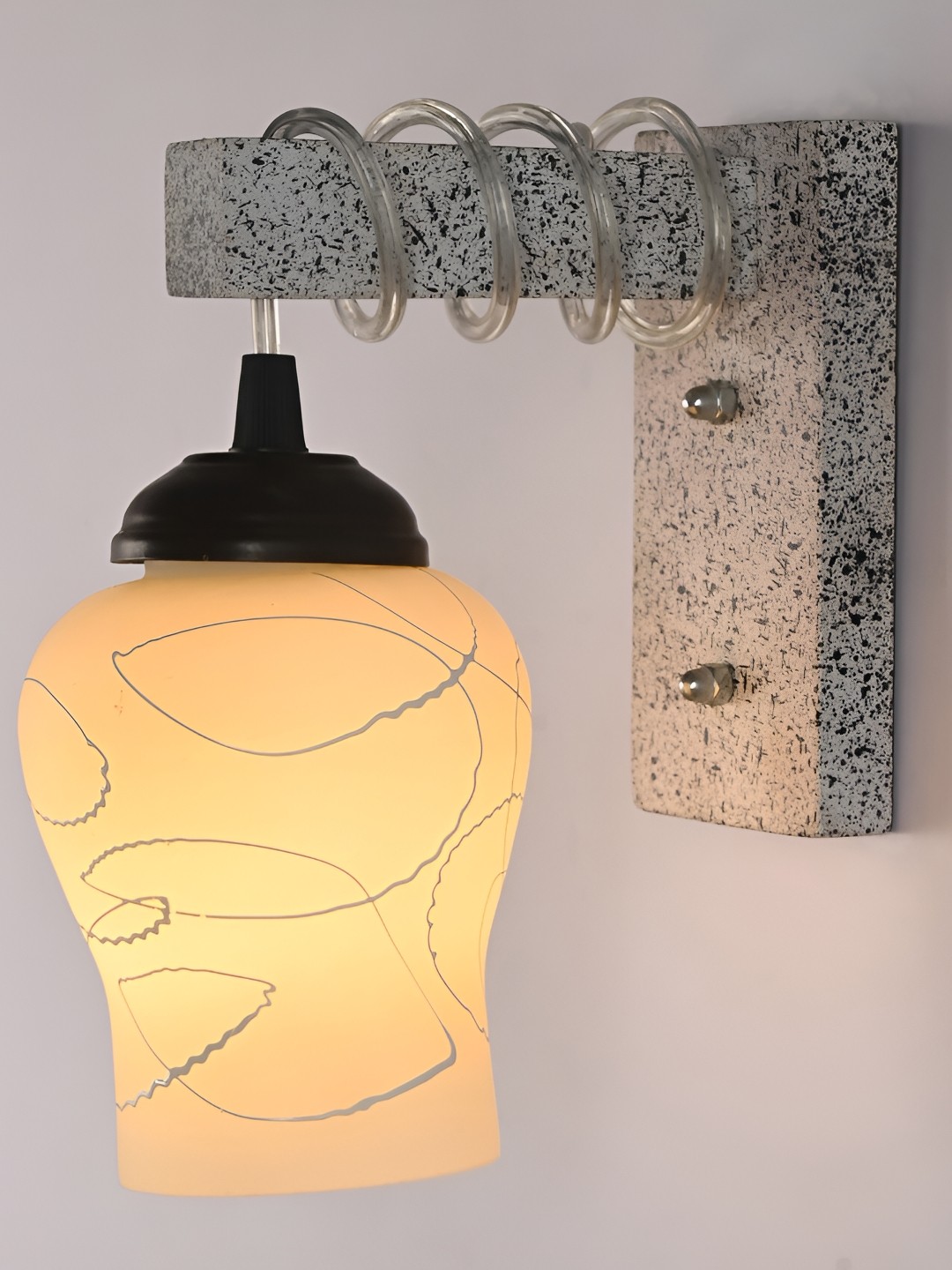 

Afast White & Black Printed Bell Shaped Glass Wall Lamp