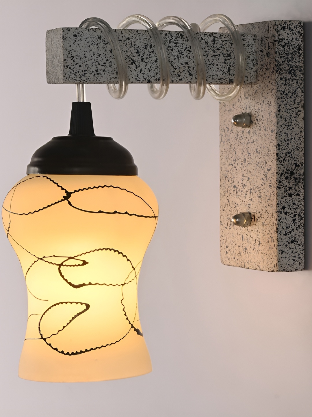 

Afast White & Black Cylindrical Textured Glass Wall Lamp
