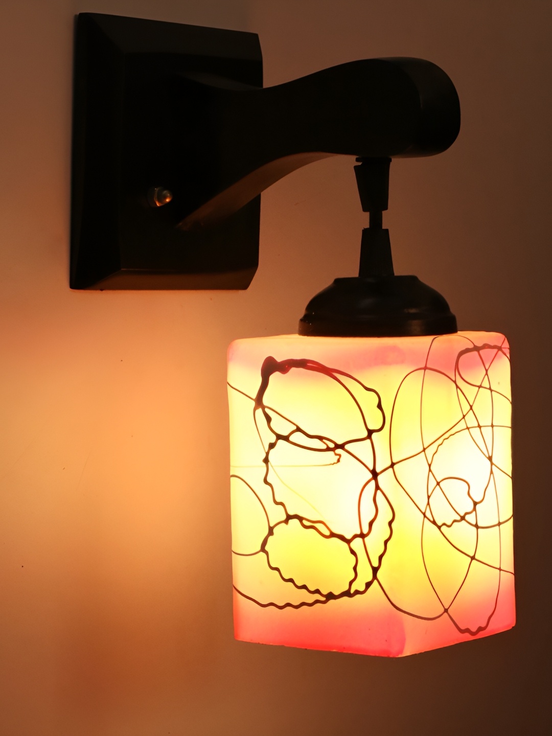 

Afast Pink & White Printed Glass Contemporary Wall Lamp