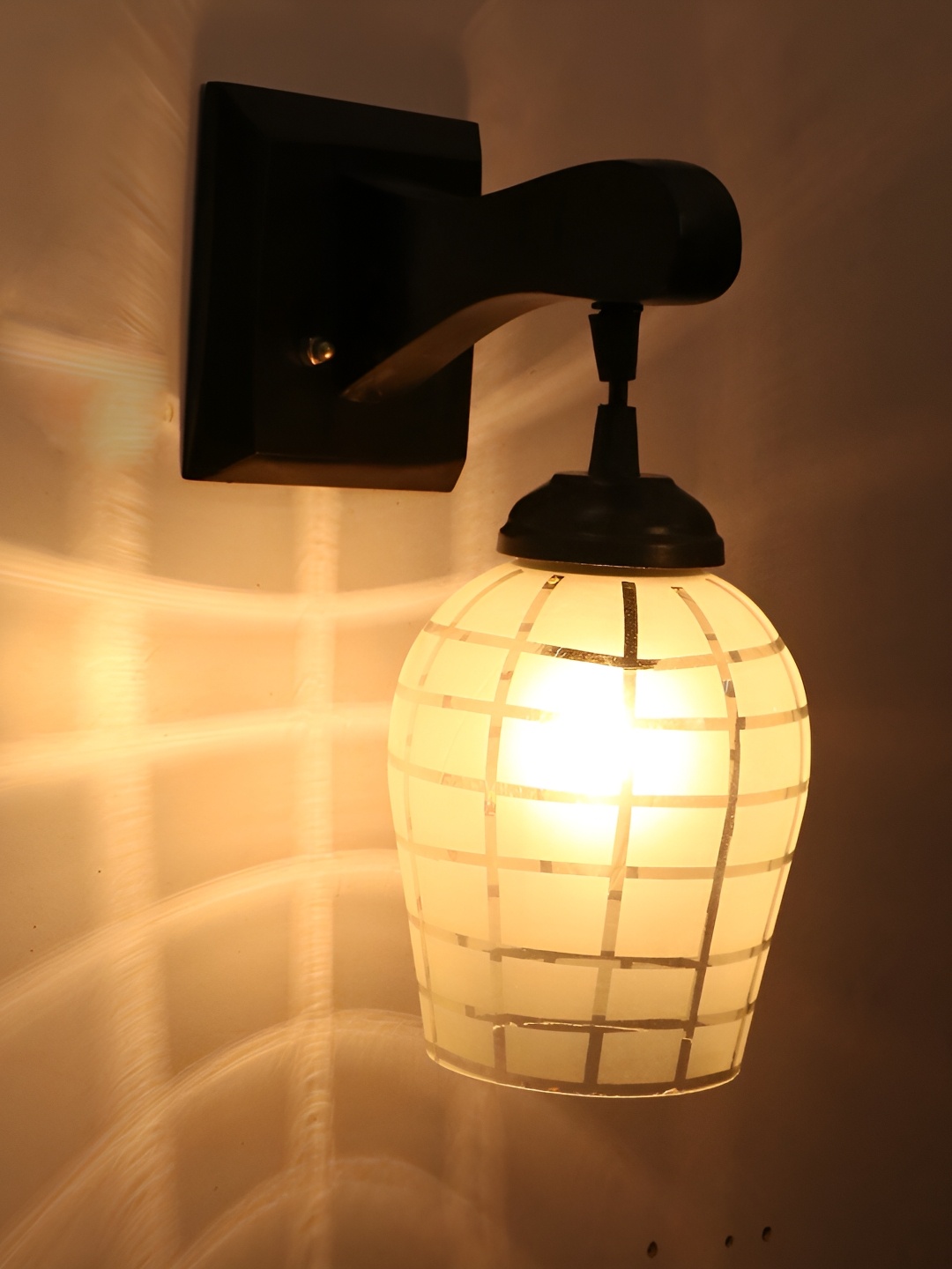 

Afast Transparent & Grey Printed Bell Shaped Glass Wall Lamp