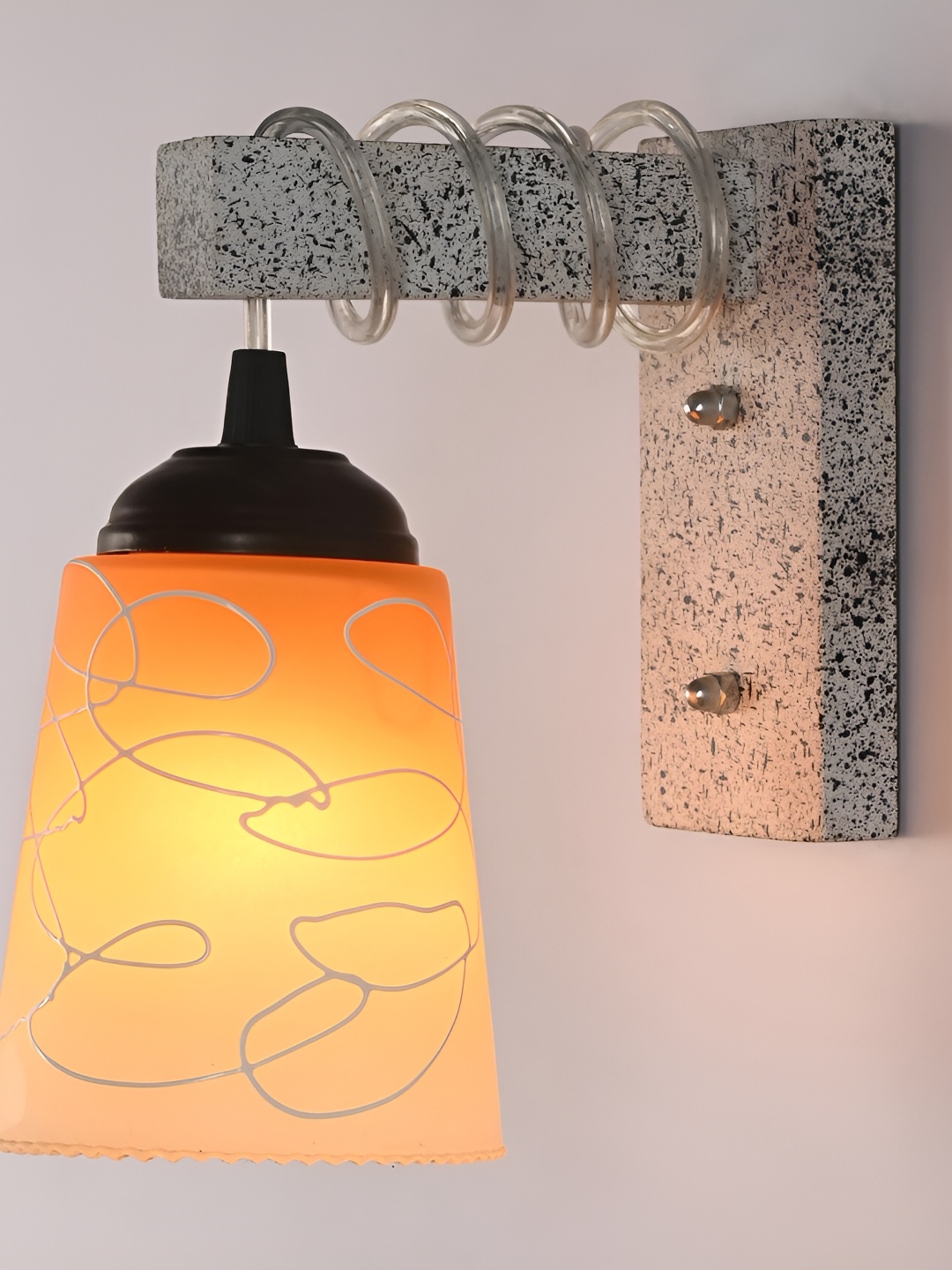 

Afast Orange & White Printed Glass Wall Lamp