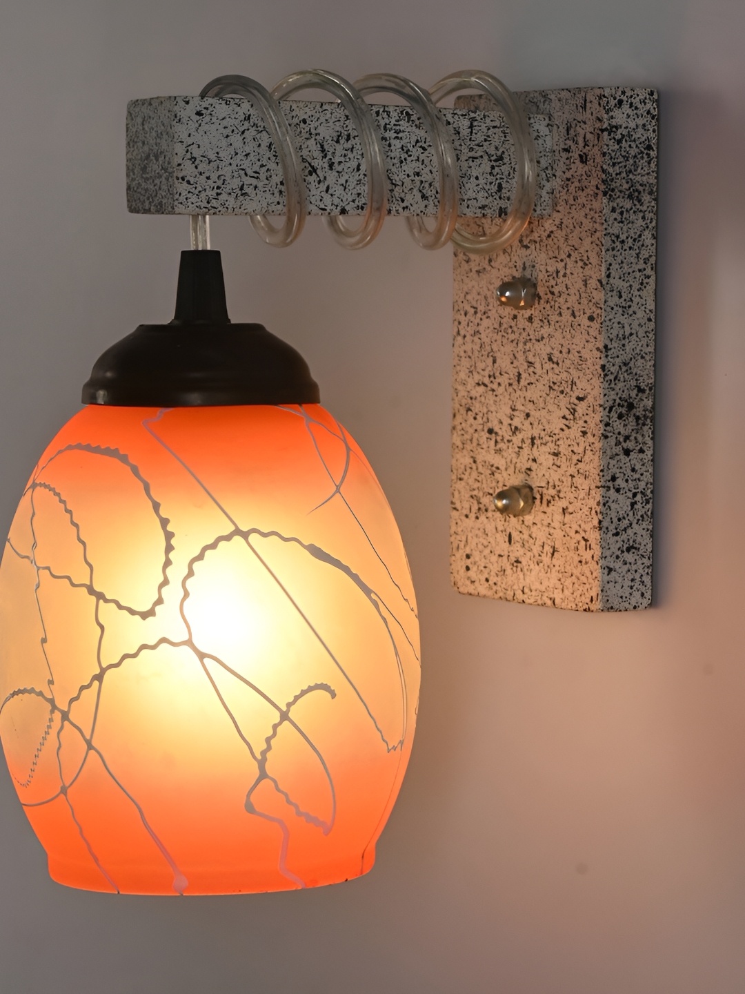 

Afast White & Orange Printed Glass Contemporary Cylinder Shaped Wall Lamp